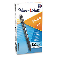 Paper Mate InkJoy Gel Pen, Retractable, Medium 0.7 mm, Black Ink, Black Barrel, Dozen (1951719)