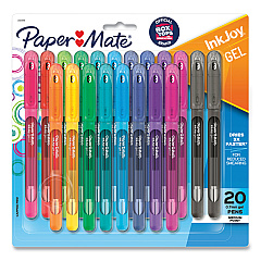 Paper Mate InkJoy Gel Pen, Stick, Medium 0.7 mm, Assorted Ink and Barrel Colors, 20/Pack (2023018)