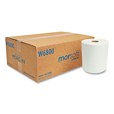 Morcon Tissue Morsoft Universal Roll Towels, 8" x 800 ft, White, 6 Rolls/Carton (W6800)