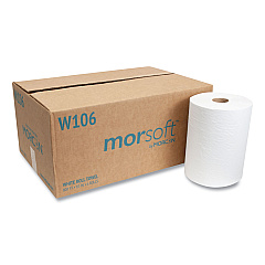 Morcon Tissue 10 Inch Roll Towels, 1-Ply, 10" x 800 ft, White, 6 Rolls/Carton (W106)