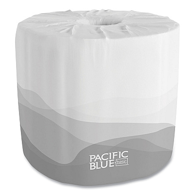Georgia Pacific Professional Pacific Blue Basic Embossed Bathroom Tissue, Septic Safe, 1-Ply, White, 550/Roll, 80 Rolls/Carton (1988101)