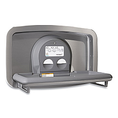 Baby Changing Station, Recessed Horizontal Mount, 37.06 X 21.63, Gray