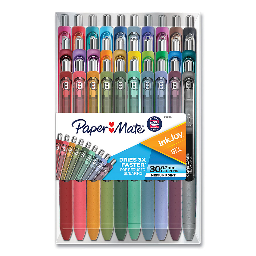 Paper Mate InkJoy Gel Pen, Retractable, Medium 0.7 mm, Assorted Ink and Barrel Colors, 30/Pack (2132015)