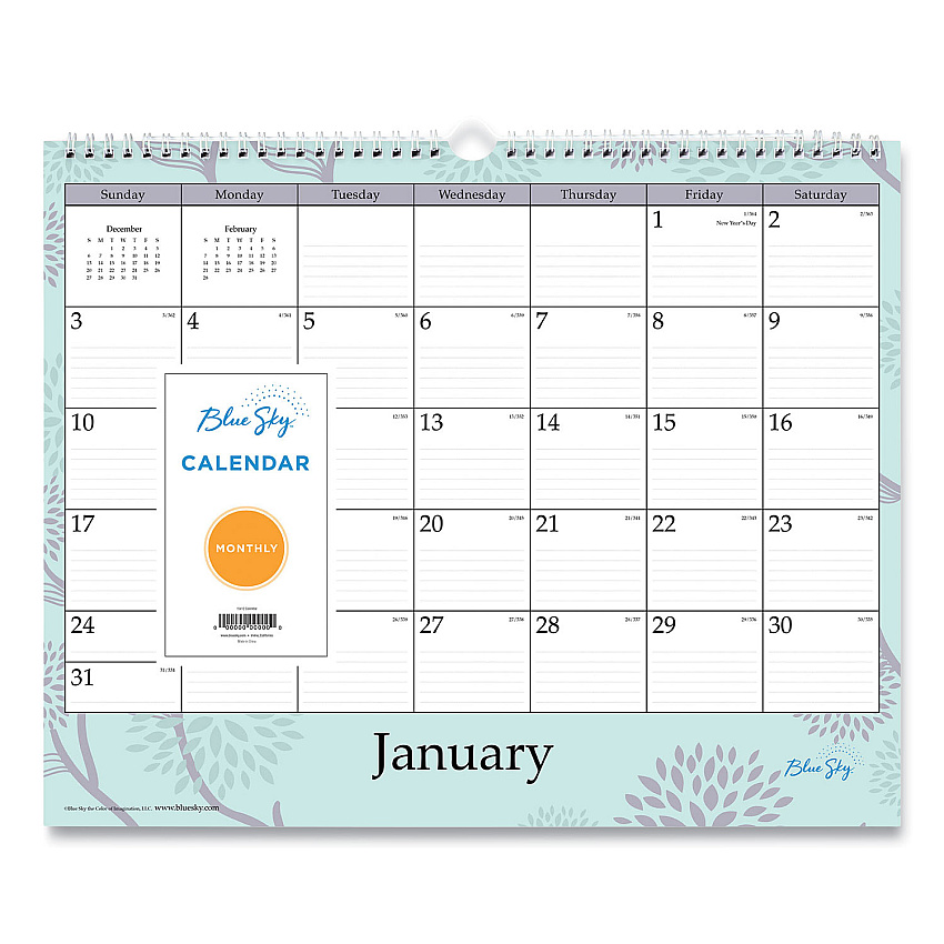 Blue Sky Rue Du Flore Wall Calendar, Rue du Flore Artwork, 12 x 15, White/Jade/Lavender Sheets, 12-Month (Jan to Dec): 2023 (101611)