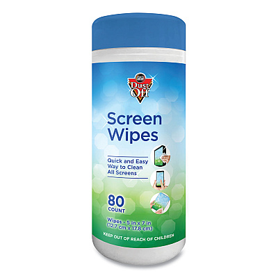 Dust-Off Premoistened Monitor Cleaning Wipes, Cloth, 5 x 7, 80/Tub (DSCT)