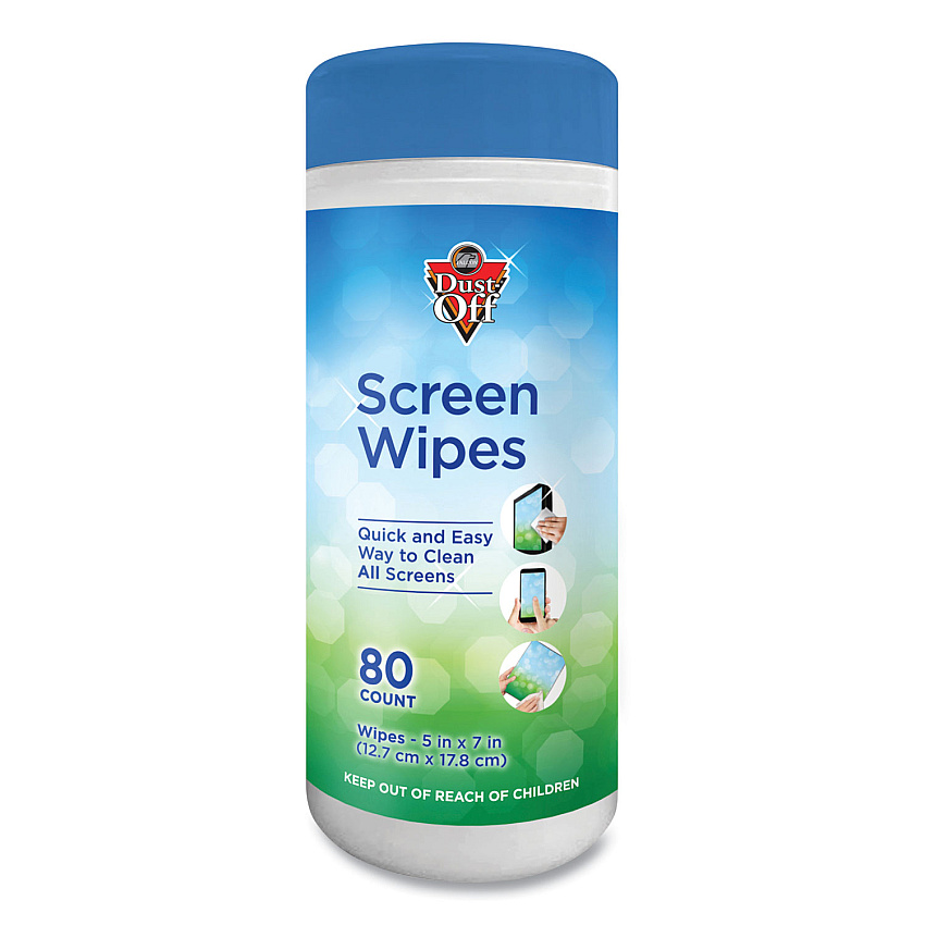 Dust-Off Premoistened Monitor Cleaning Wipes, Cloth, 5 x 7, 80/Tub (DSCT)