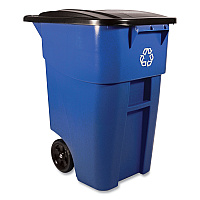Rubbermaid Commercial Brute Recycling Rollout Container, Square, 50 gal, Blue (9W2773BLU)