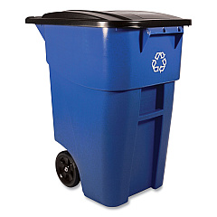 Rubbermaid Commercial Brute Recycling Rollout Container, Square, 50 gal, Blue (9W2773BLU)