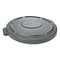 Rubbermaid Commercial Round Flat Top Lid, for 32 gal Round BRUTE Containers, 22.25" diameter, Gray (263100GY)