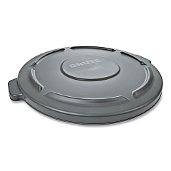 Rubbermaid Commercial Round Flat Top Lid, for 32 gal Round BRUTE Containers, 22.25" diameter, Gray (263100GY)