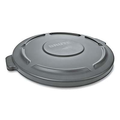 Rubbermaid Commercial Round Flat Top Lid, for 32 gal Round BRUTE Containers, 22.25" diameter, Gray (263100GY)