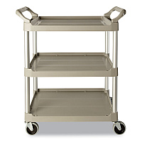 Rubbermaid Commercial Service Cart, 200-lb Capacity, Three-Shelf, 18.63w x 33.63d x 37.75h, Off-White (342488OWH)