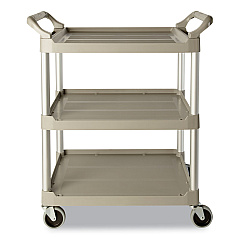 Rubbermaid Commercial Service Cart, 200-lb Capacity, Three-Shelf, 18.63w x 33.63d x 37.75h, Off-White (342488OWH)