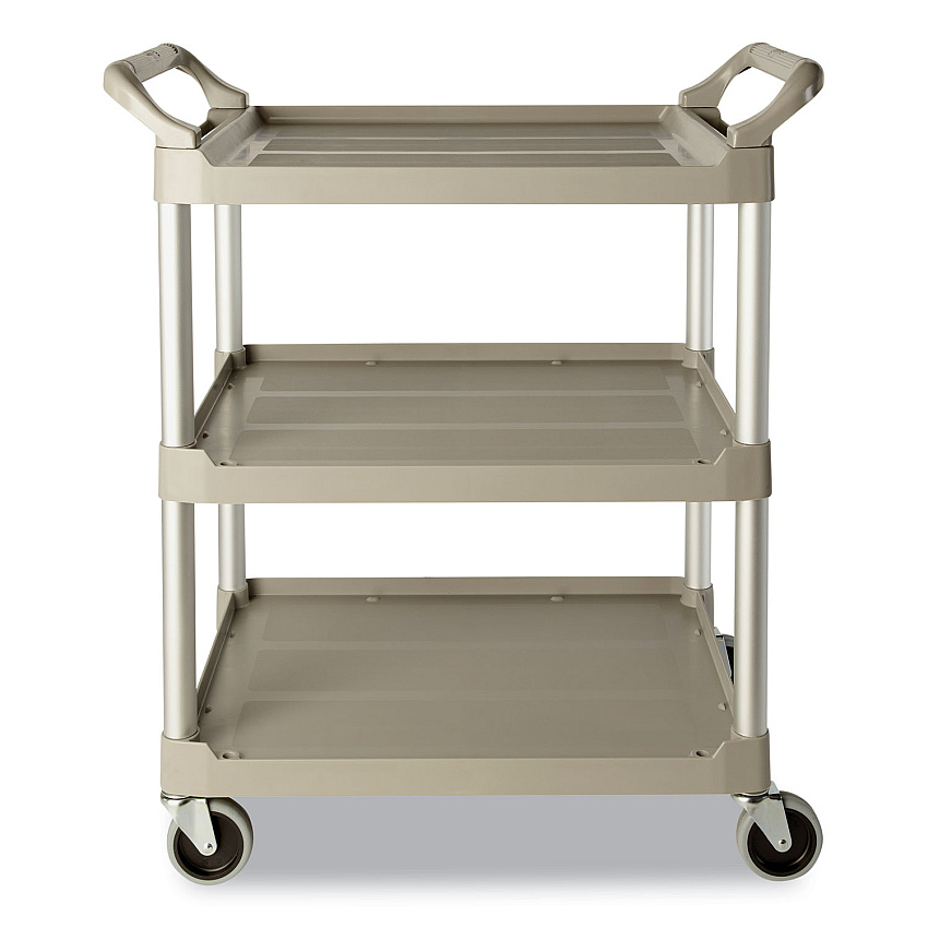 Rubbermaid Commercial Service Cart, 200-lb Capacity, Three-Shelf, 18.63w x 33.63d x 37.75h, Off-White (342488OWH)