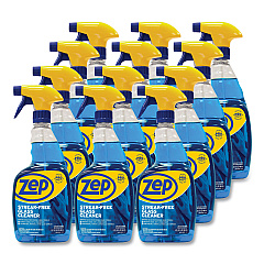 Zep Commercial Streak-Free Glass Cleaner, Pleasant Scent, 32 oz Spray Bottle, 12/Carton (ZU112032CT)
