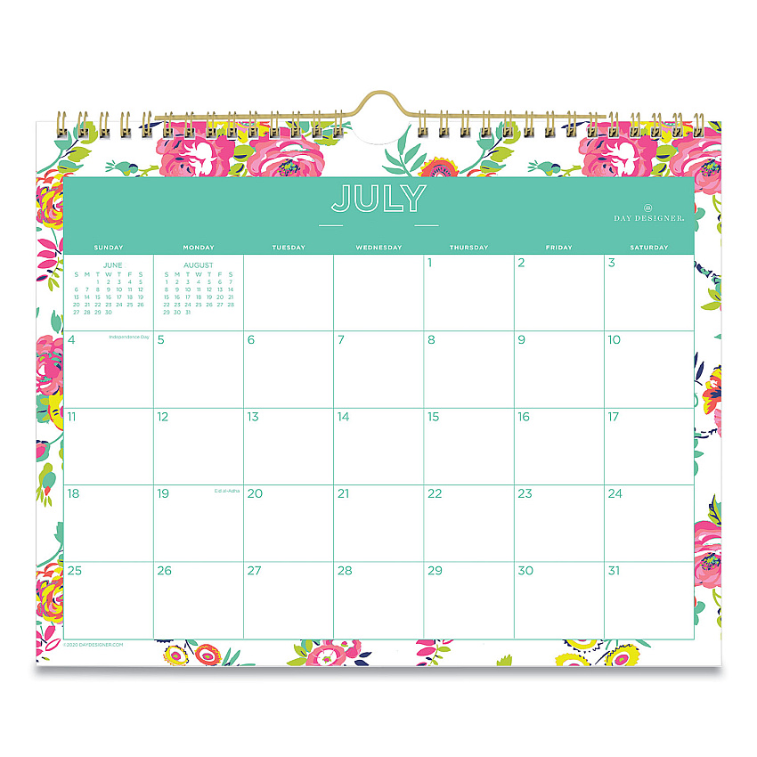 Blue Sky Day Designer Peyton Academic Wall Calendar, Floral Artwork, 11 x 8.75, White Sheets, 12-Month (July-June): 2022-2023 (107936)