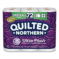 Quilted Northern Ultra Plush Bathroom Tissue, Mega Rolls, Septic Safe, 3-Ply, White, 284 Sheets/Roll, 18 Rolls/Carton (874685)