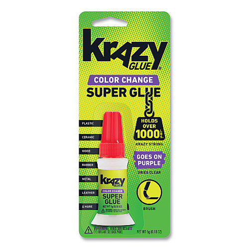 Krazy Glue Color Change Brush On Glue, 0.18 oz, Dries Clear (KG98848R)
