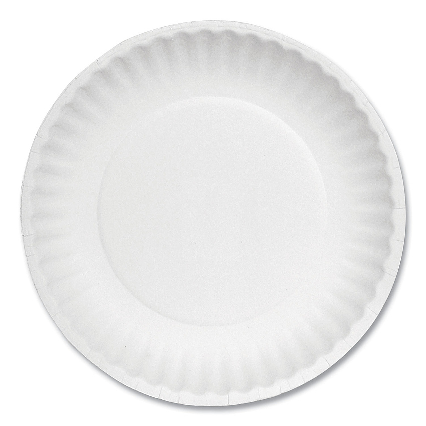 AJM Packaging Corporation White Paper Plates, 6" dia, 100/Pack, 10 Packs/Carton (PP6GREWH)