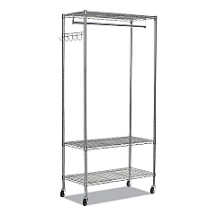 Alera Wire Shelving Garment Rack, 40 Garments, 48w x 18d x 75h, Silver (ALEGR364818SR)