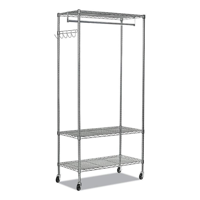 Alera Wire Shelving Garment Rack, 40 Garments, 48w x 18d x 75h, Silver (ALEGR364818SR)