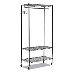 Alera Wire Shelving Garment Rack, 40 Garments, 48w x 18d x 75h, Black (ALEGR364818BL)