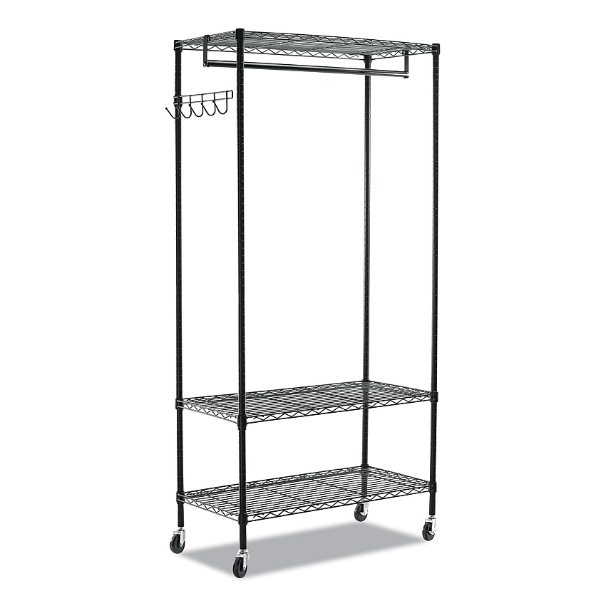 Alera Wire Shelving Garment Rack, 40 Garments, 48w x 18d x 75h, Black (ALEGR364818BL)