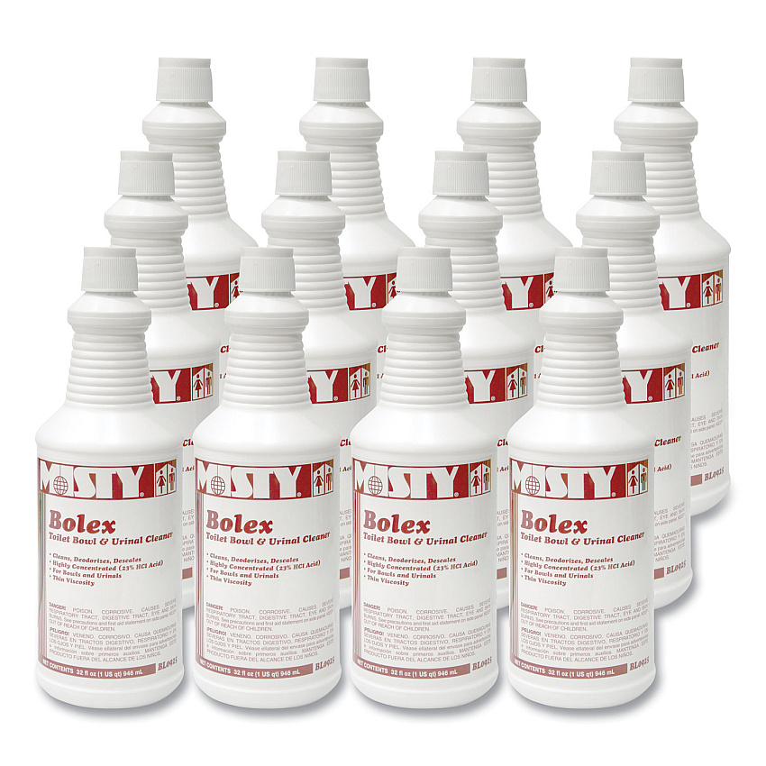 Misty Bolex 23 Percent Hydrochloric Acid Bowl Cleaner, Wintergreen, 32oz, 12/Carton (1038799)