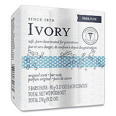 Ivory Individually Wrapped Bath Soap, Original Scent, 3.1 oz Bar, 72/Carton (12364)