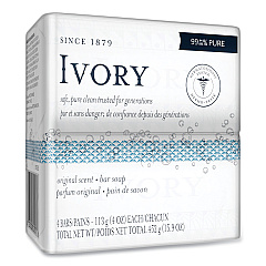 Ivory Bar Soap, Original Scent, 4 oz, 4/Pack, 18 Packs/Carton (82757)