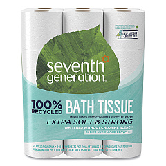 Seventh Generation 100% Recycled Bathroom Tissue, Septic Safe, 2-Ply, White, 240 Sheets/Roll, 24/Pack (13738)