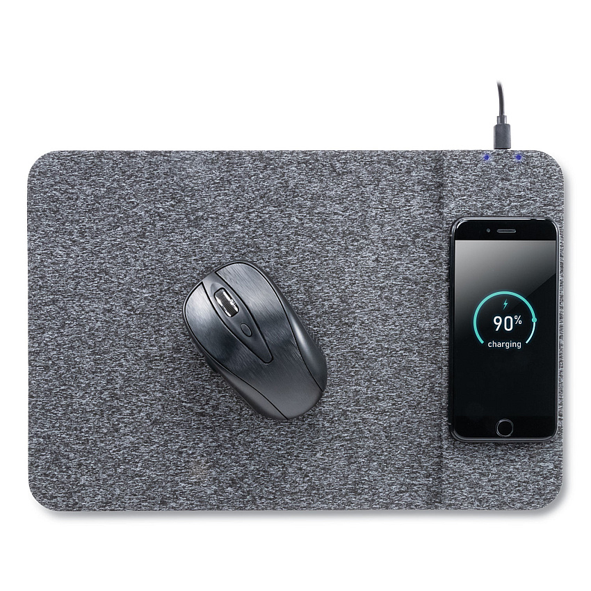 Allsop Powertrack Wireless Charging Mouse Pad, 13 x 8.75, Gray (32192)
