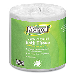 Marcal 100% Recycled Two-Ply Bath Tissue, Septic Safe, White, 330 Sheets/Roll, 48 Rolls/Carton (6079)