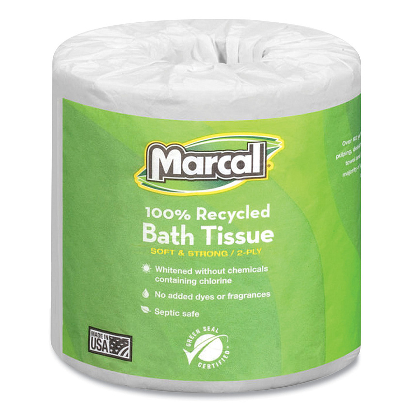 Marcal 100% Recycled Two-Ply Bath Tissue, Septic Safe, White, 330 Sheets/Roll, 48 Rolls/Carton (6079)