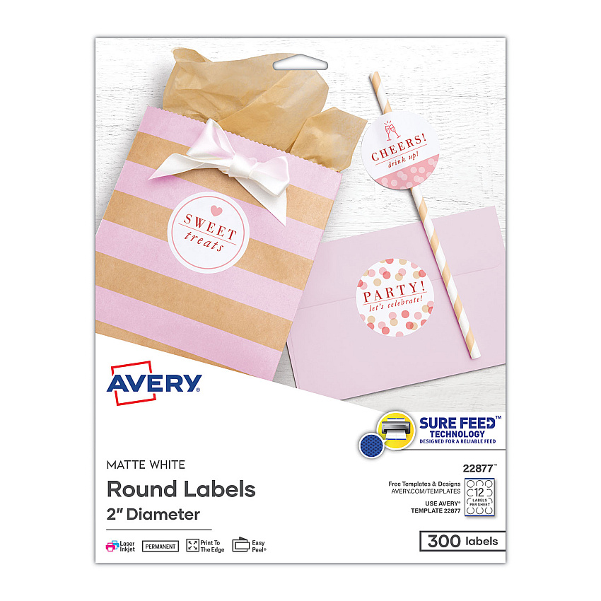 Avery 22877 Print-to-the-Edge Easy Peel Round Labels