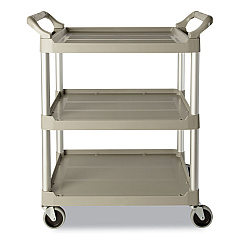 Rubbermaid Commercial Economy Plastic Cart, Three-Shelf, 18.63w x 33.63d x 37.75h, Platinum (342488PM)