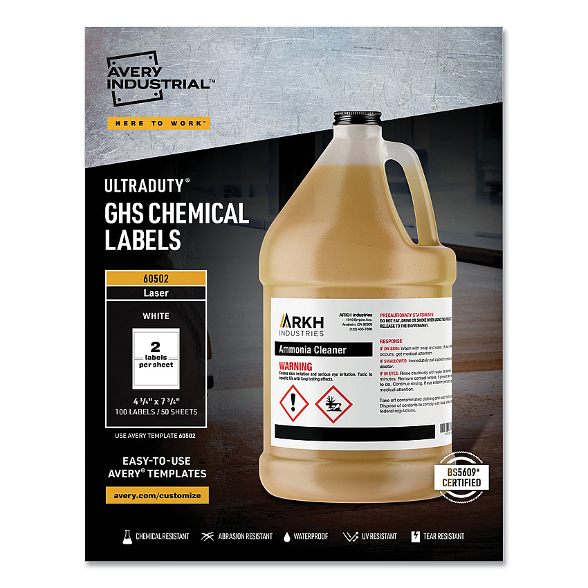 Avery 60502 UltraDuty GHS Chemical Labels