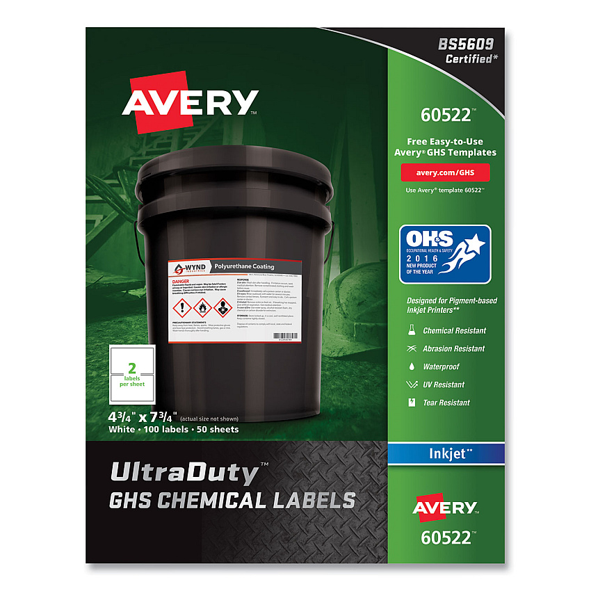 Avery 60522 UltraDuty GHS Chemical Labels
