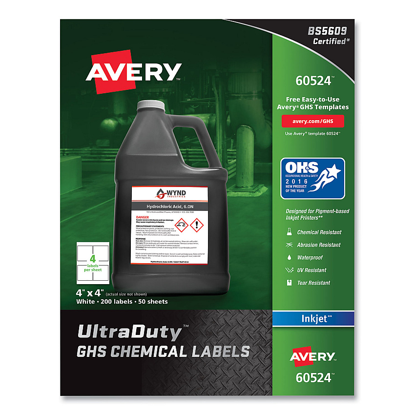 Avery 60524 UltraDuty GHS Chemical Labels