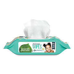 Seventh Generation Free and Clear Baby Wipes, 7 x 7, Unscented, White, 64/Flip Top Pack, 12 Packs/Carton (34208CT)