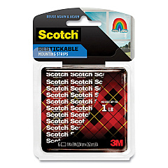Scotch Restickable Mounting Tabs, Removable, Holds Up to 1 lb, 1 x 3, Clear, 6/Pack (R101)