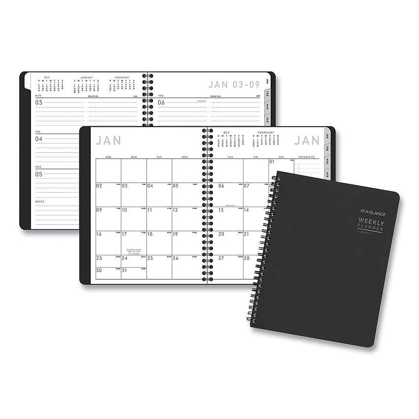 AT-A-GLANCE Contemporary Lite Weekly/Monthly Planner, 8.75 x 7, Black Cover, 12-Month (Jan to Dec): 2023 (7054XL05)