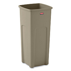 Rubbermaid Commercial Untouchable Square Waste Receptacle, Plastic, 23 gal, Beige (356988BG)