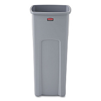 Rubbermaid Commercial Untouchable Square Waste Receptacle, Plastic, 23 gal, Gray (356988GY)
