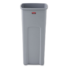 Rubbermaid Commercial Untouchable Square Waste Receptacle, Plastic, 23 gal, Gray (356988GY)