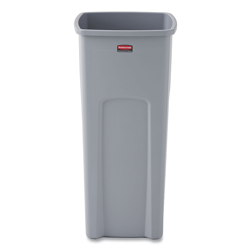Rubbermaid Commercial Untouchable Square Waste Receptacle, Plastic, 23 gal, Gray (356988GY)