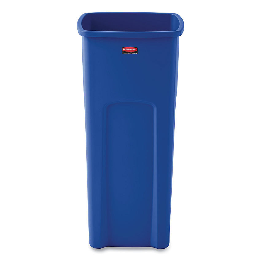 Rubbermaid Commercial Recycled Untouchable Square Recycling Container, Plastic, 23 gal, Blue (356973BE)