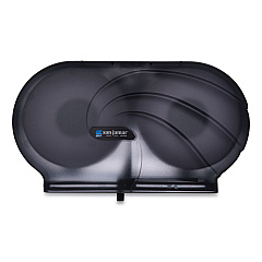 San Jamar Twin 9" JBT Toilet Tissue Dispenser, Oceans, 19 x 5 1/4 x 12, Black Pearl (R4090TBK)