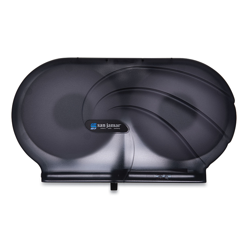 San Jamar Twin 9" JBT Toilet Tissue Dispenser, Oceans, 19 x 5 1/4 x 12, Black Pearl (R4090TBK)