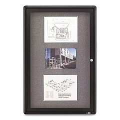 Quartet Enclosed Fabric-Cork Board, 24 x 36, Gray Surface, Graphite Aluminum Frame (2363L)